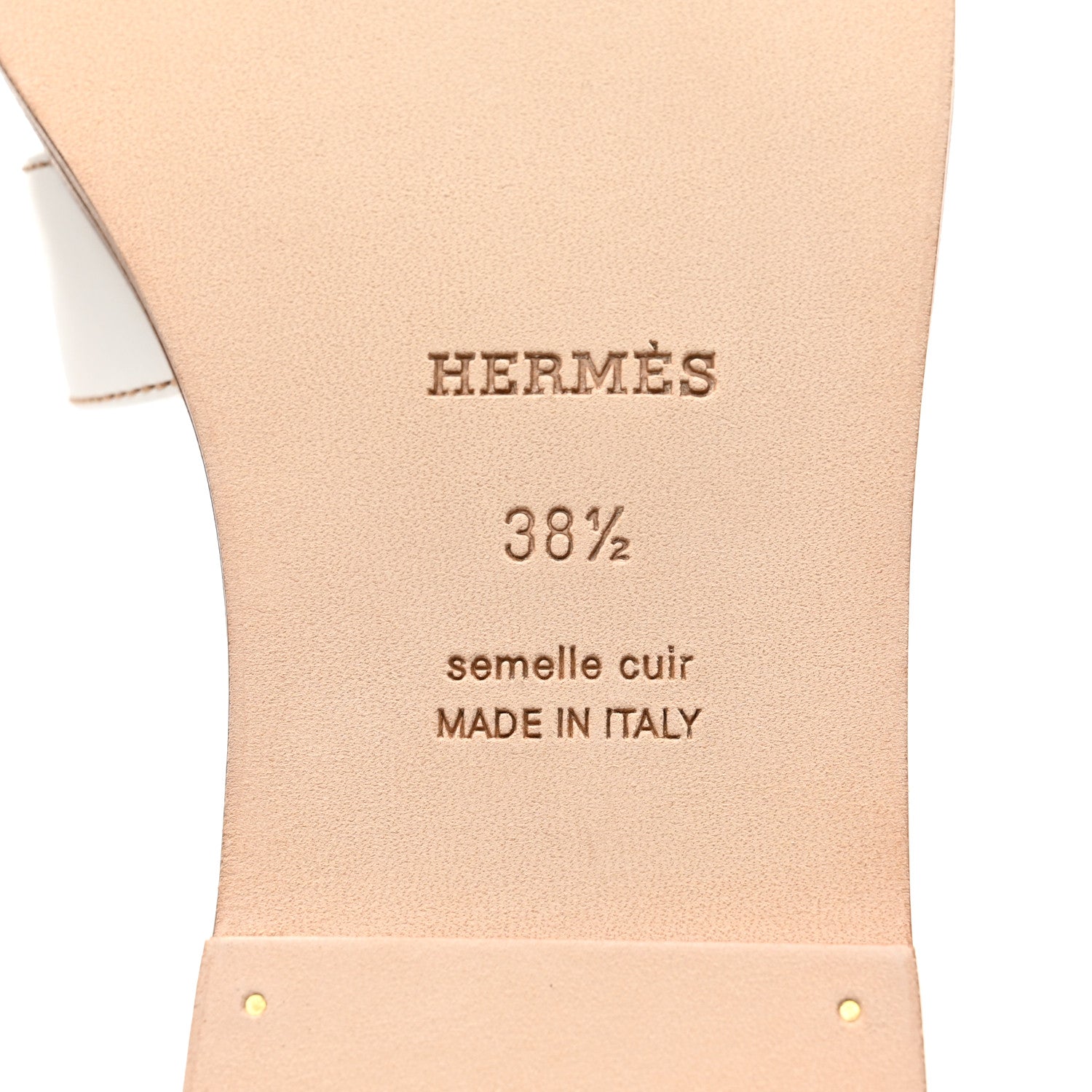 Hermes Box Calfskin Oran Sandals 38.5 White 7 of 10