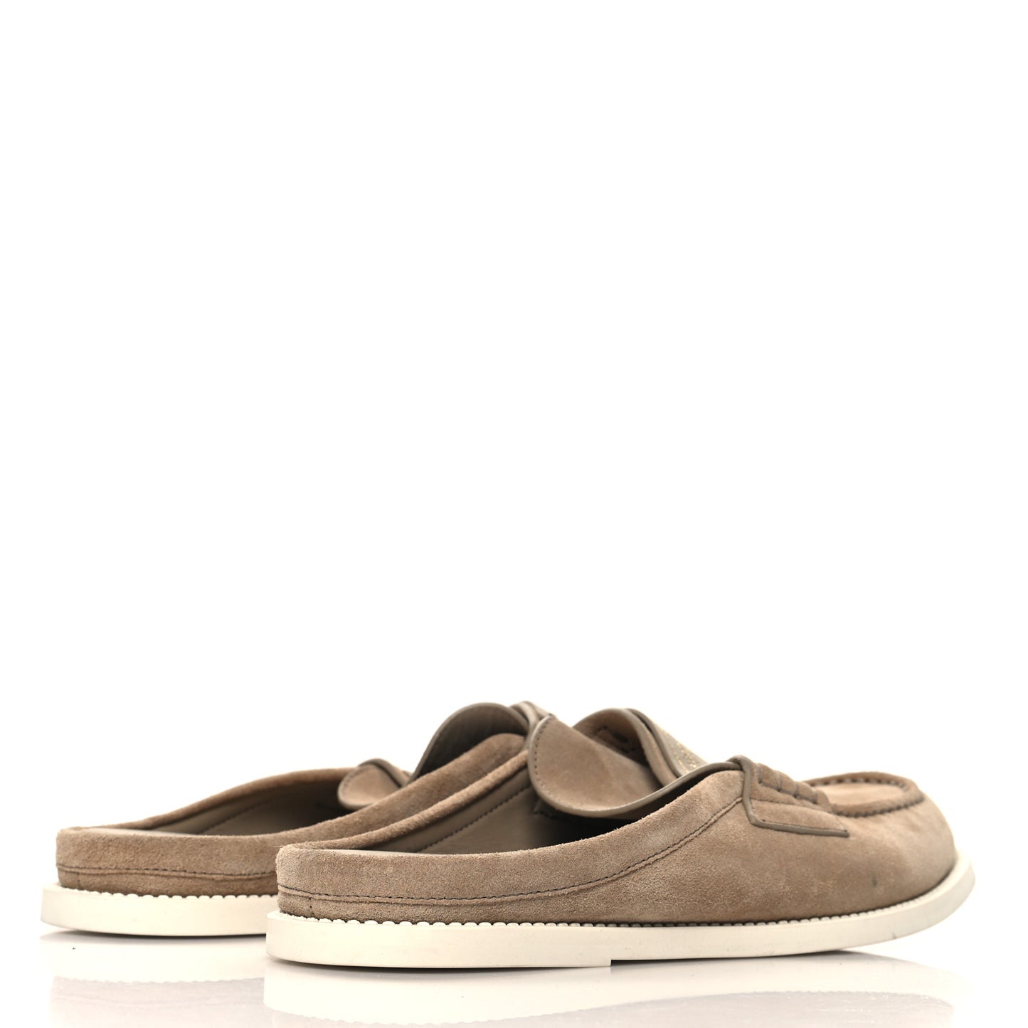 Suede Goatskin Boy Loafer Mule 39 Rope Beige