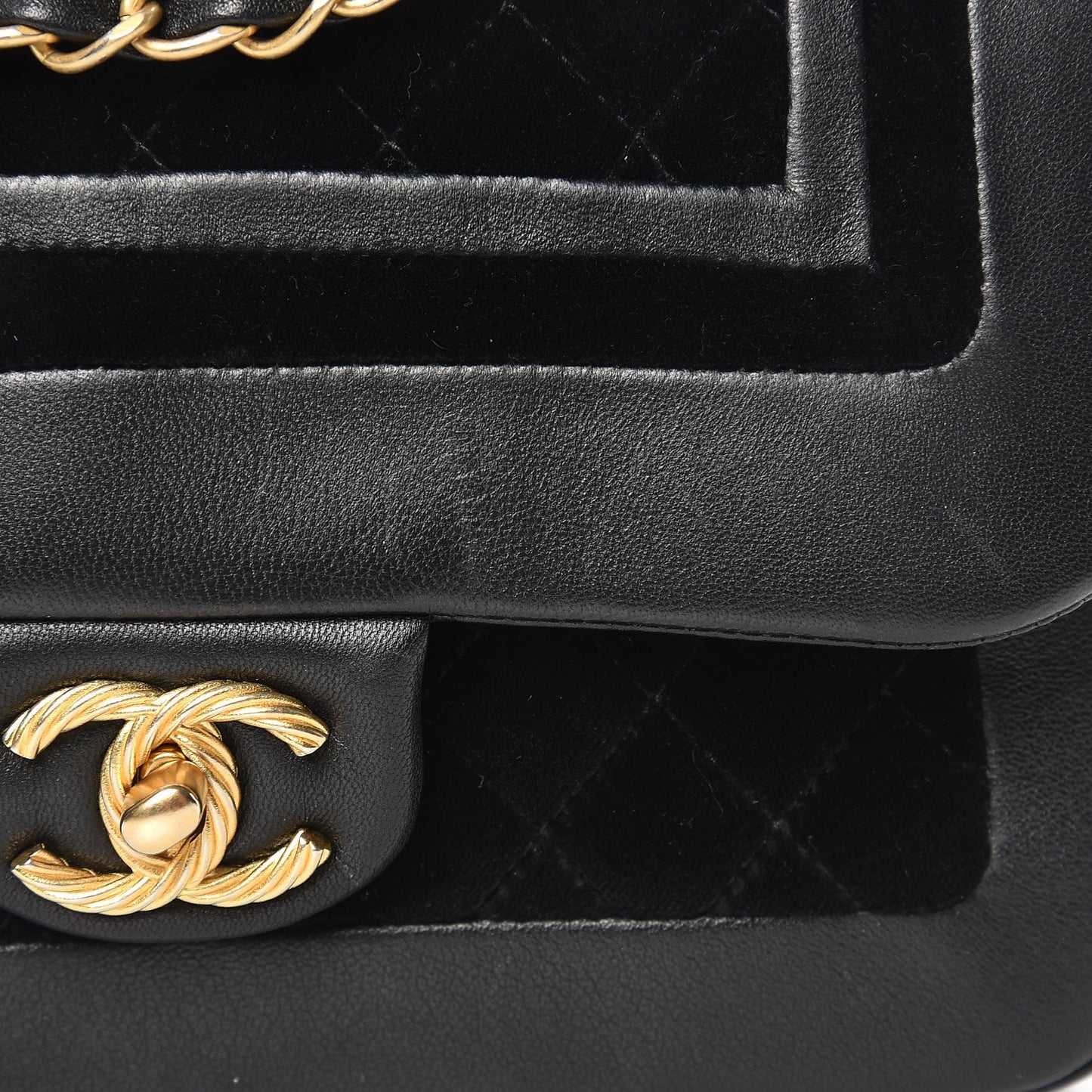 Metallic Lambskin Velvet Quilted Small Flap Black