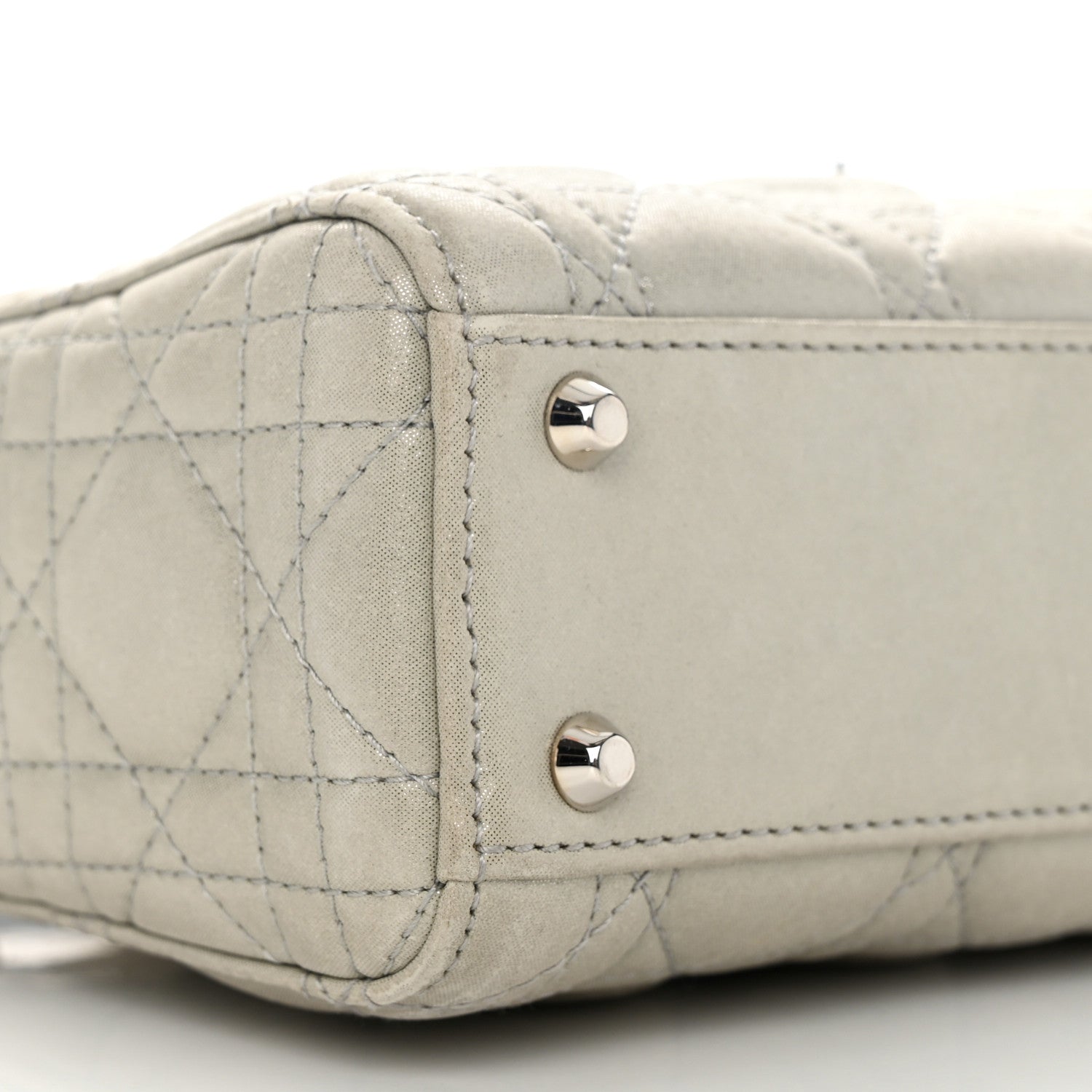 Christian Dior Metallic Nubuck Cannage Mini Lady Dior Silver 9 of 11