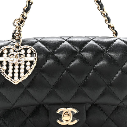 Chanel Lambskin Quilted Mini Flap Bag Charm With Hook Black 8 of 11
