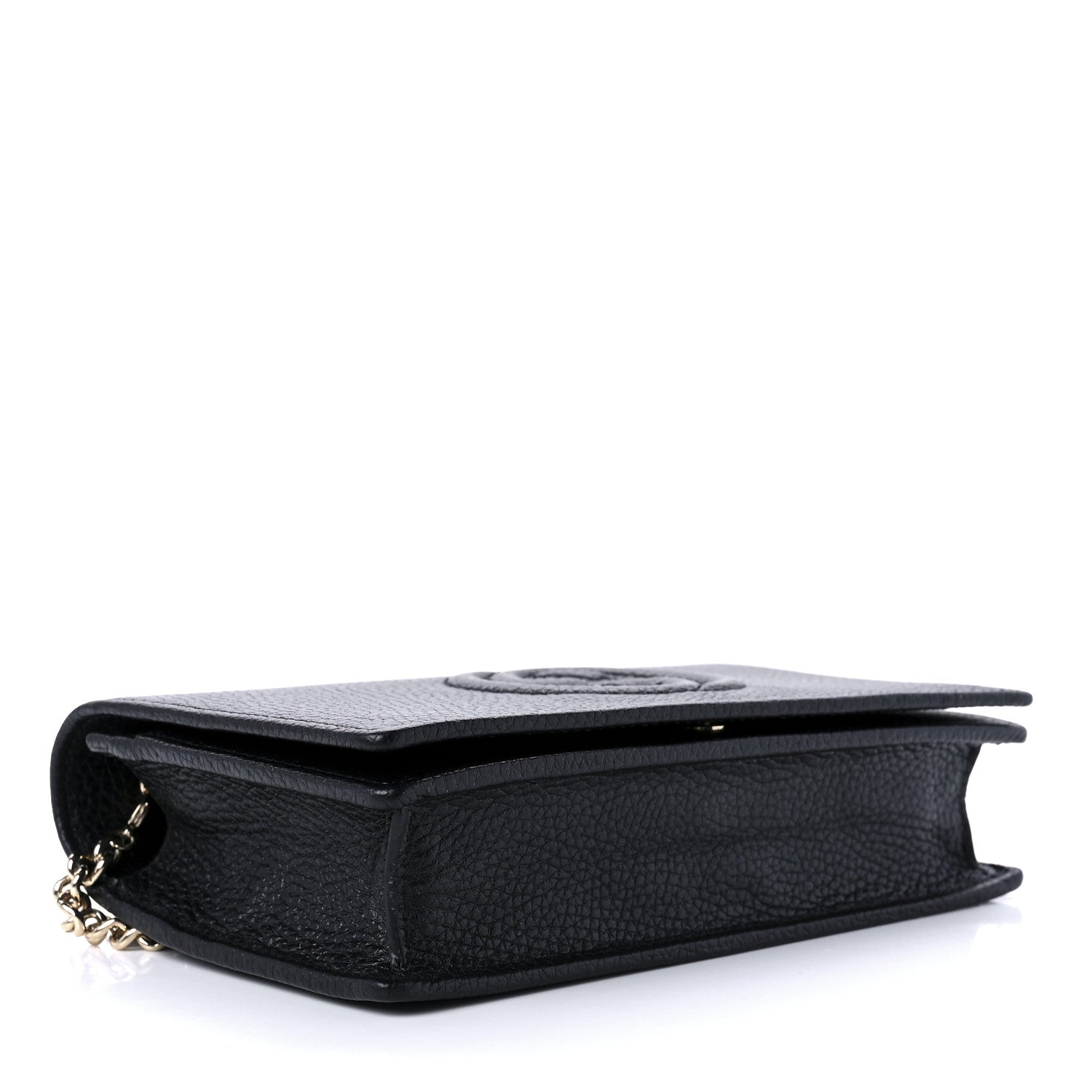 Gucci Pebbled Calfskin Soho Wallet on Chain Black 3 of 7