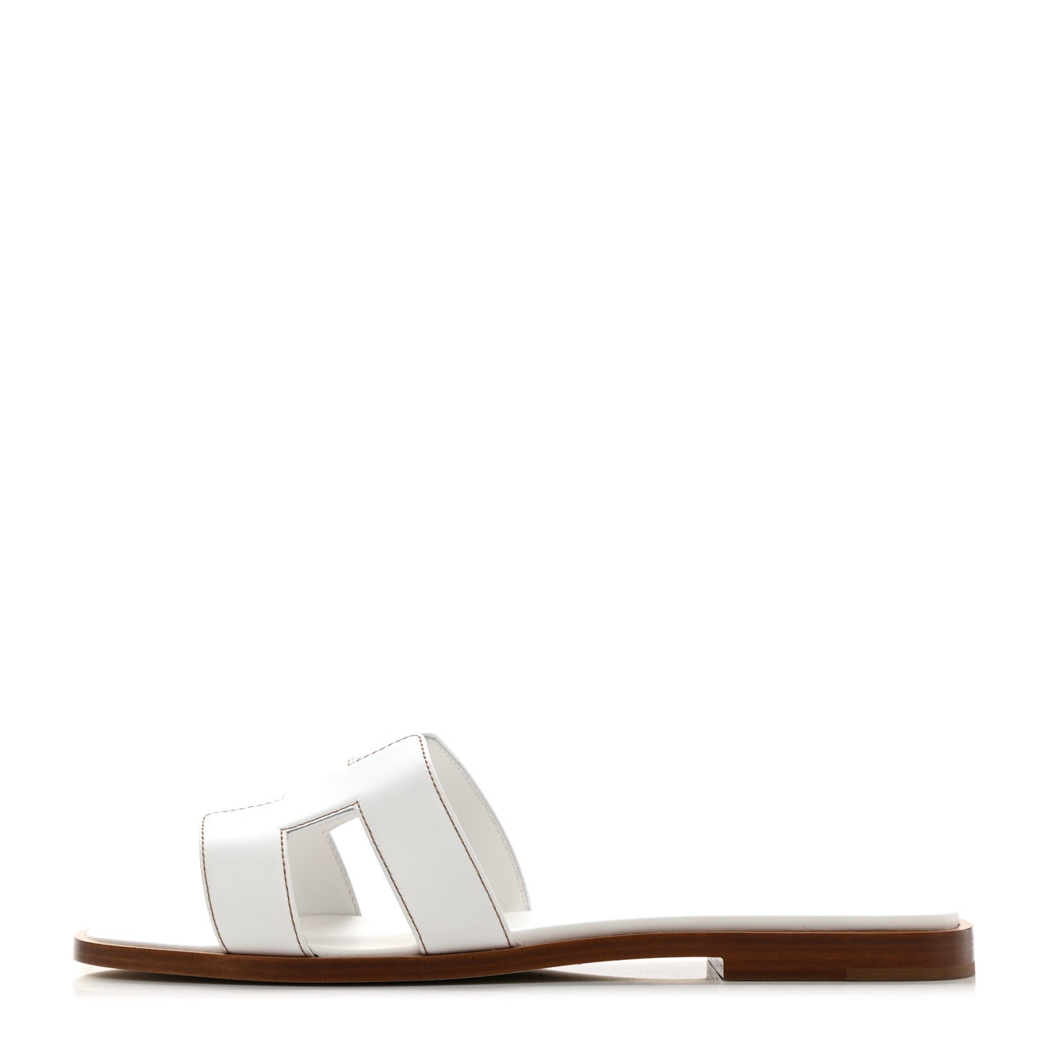 Hermes Box Calfskin Oran Sandals 37 White 1 of 9