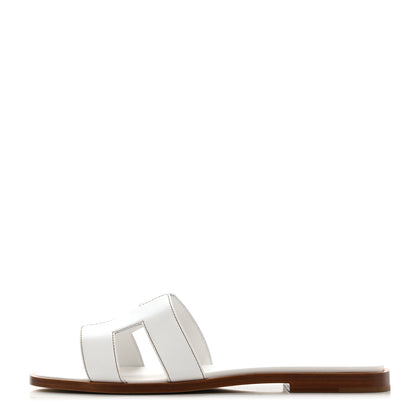 Hermes Box Calfskin Oran Sandals 37 White 1 of 9