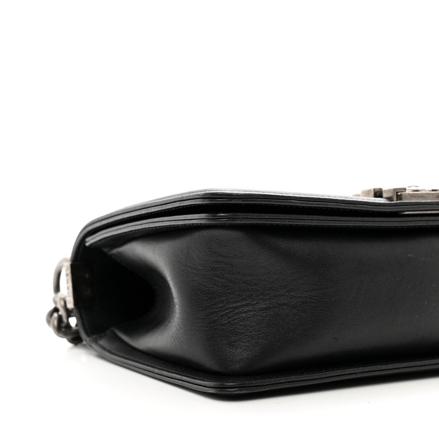 Calfskin Woven Medium Boy Flap Black White