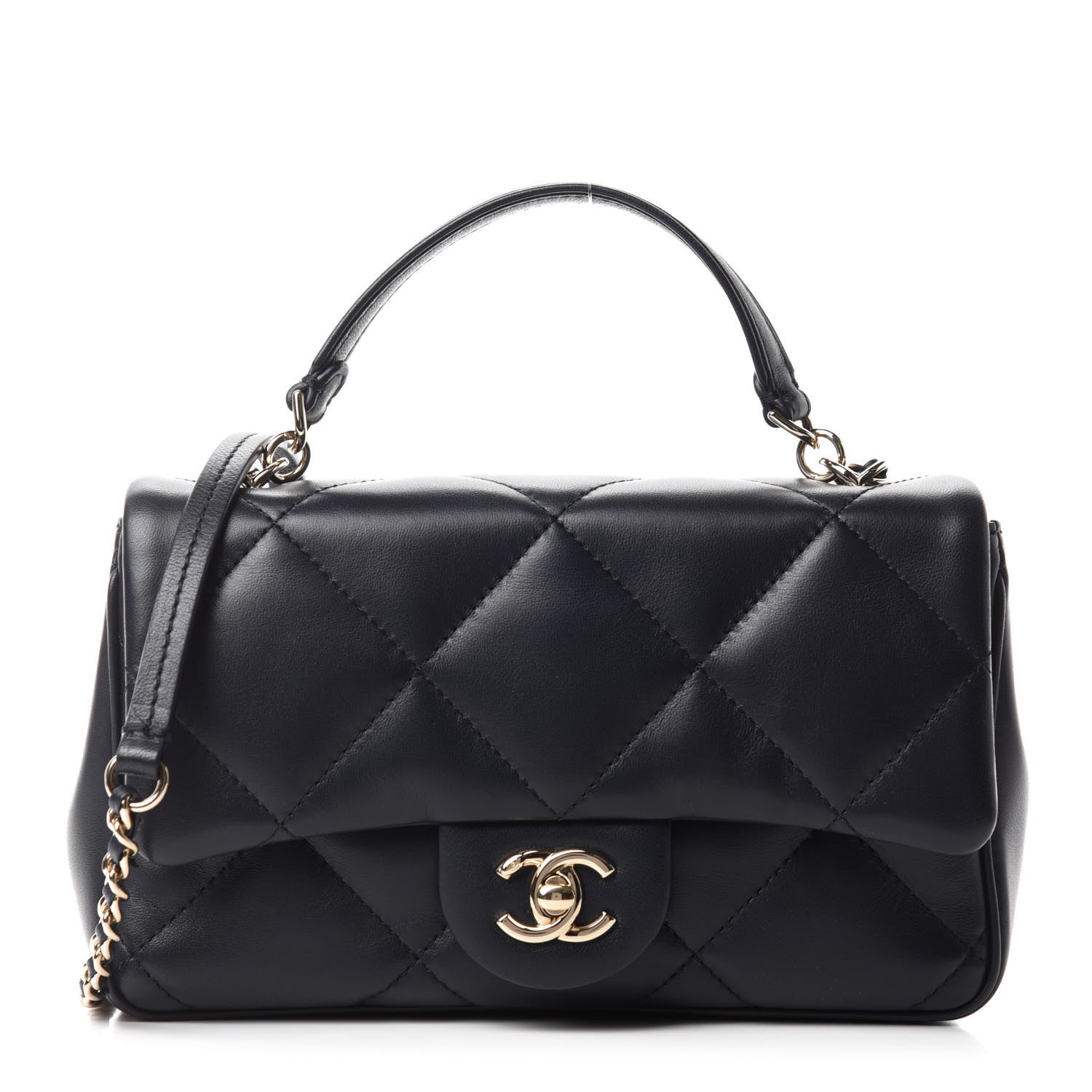 Chanel Lambskin Quilted Small Easy Carry Flap Navy 1 of 11