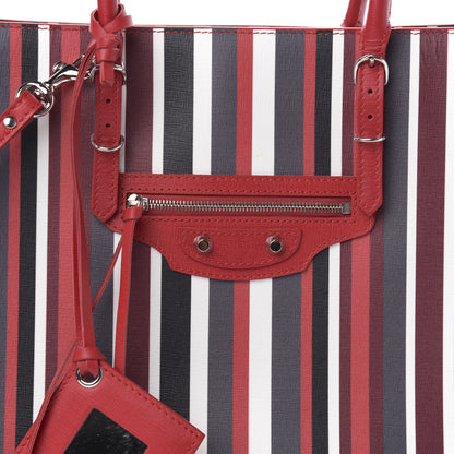 Balenciaga Veau Striped Papier B4 Zip Around Tote Variante Rouge 10 of 10