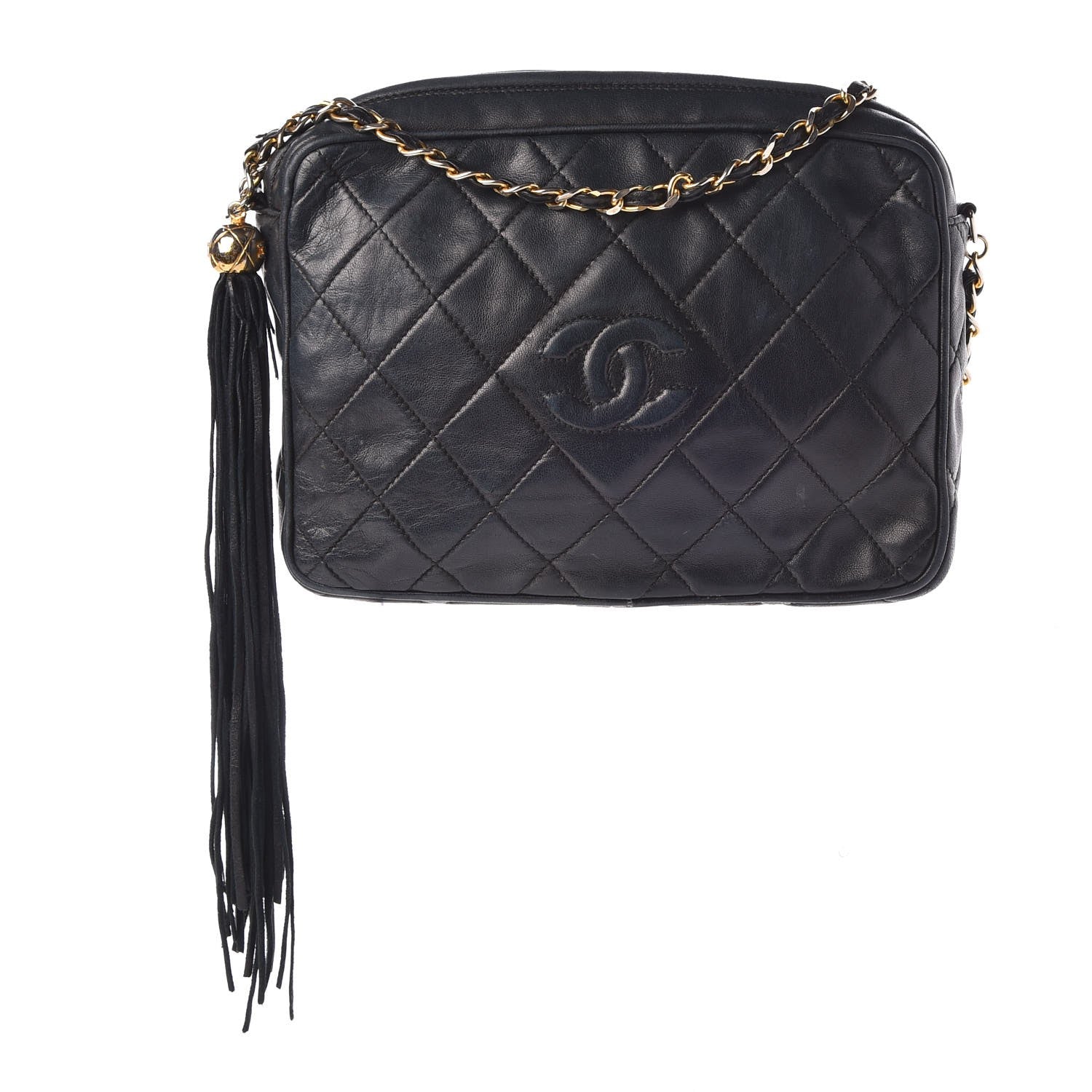 Chanel Lambskin Quilted CC Camera Case Navy 1 of 14