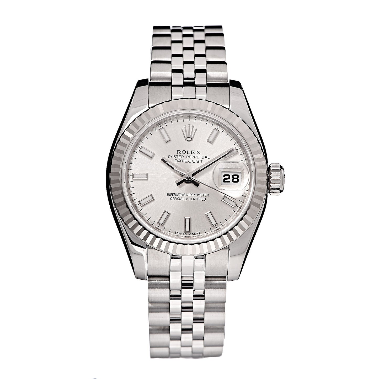 Stainless Steel 18K White Gold 26mm Oyster Perpetual Datejust Watch Silver 179174