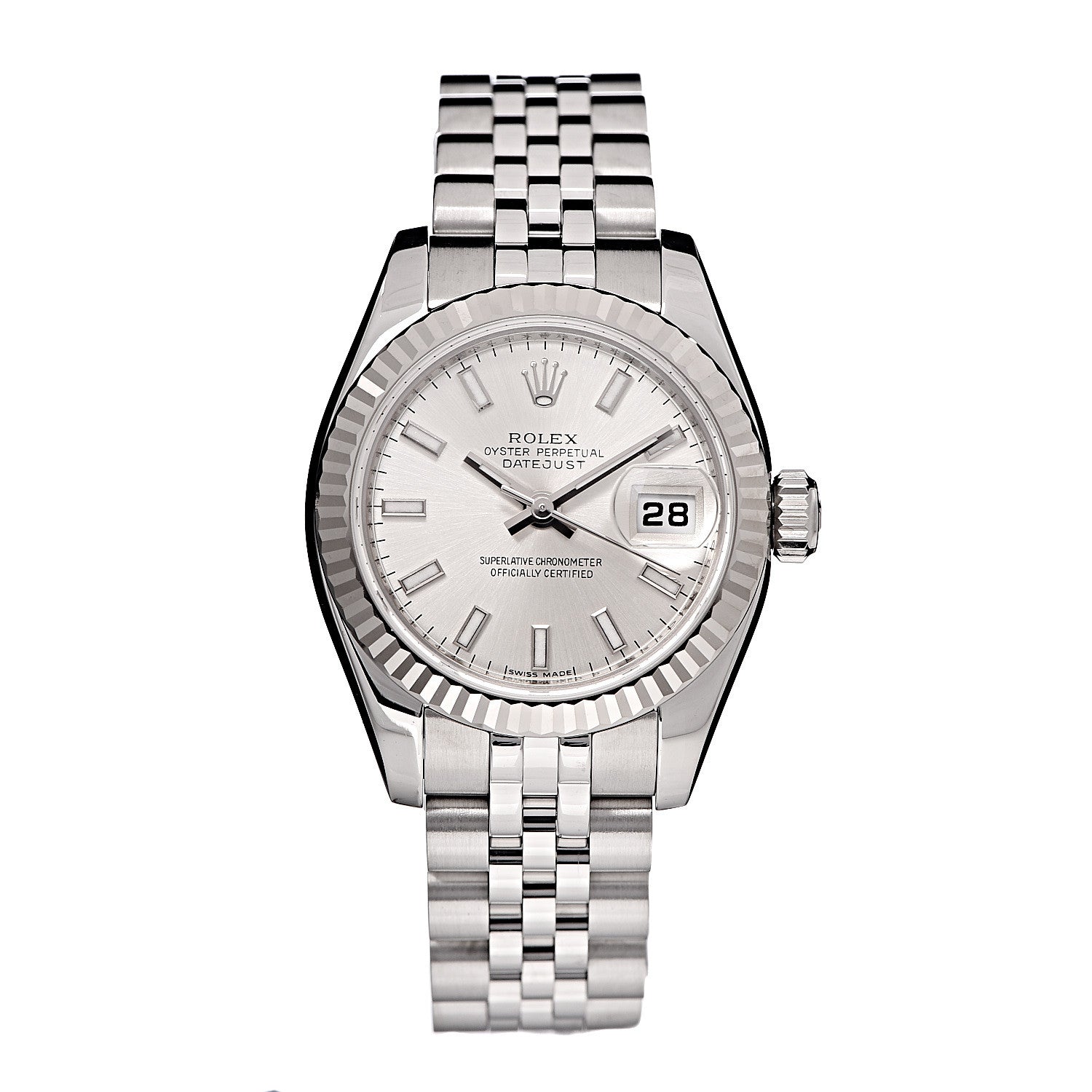 Rolex Stainless Steel 18K White Gold 26mm Oyster Perpetual Datejust Watch Silver 179174 1 of 8