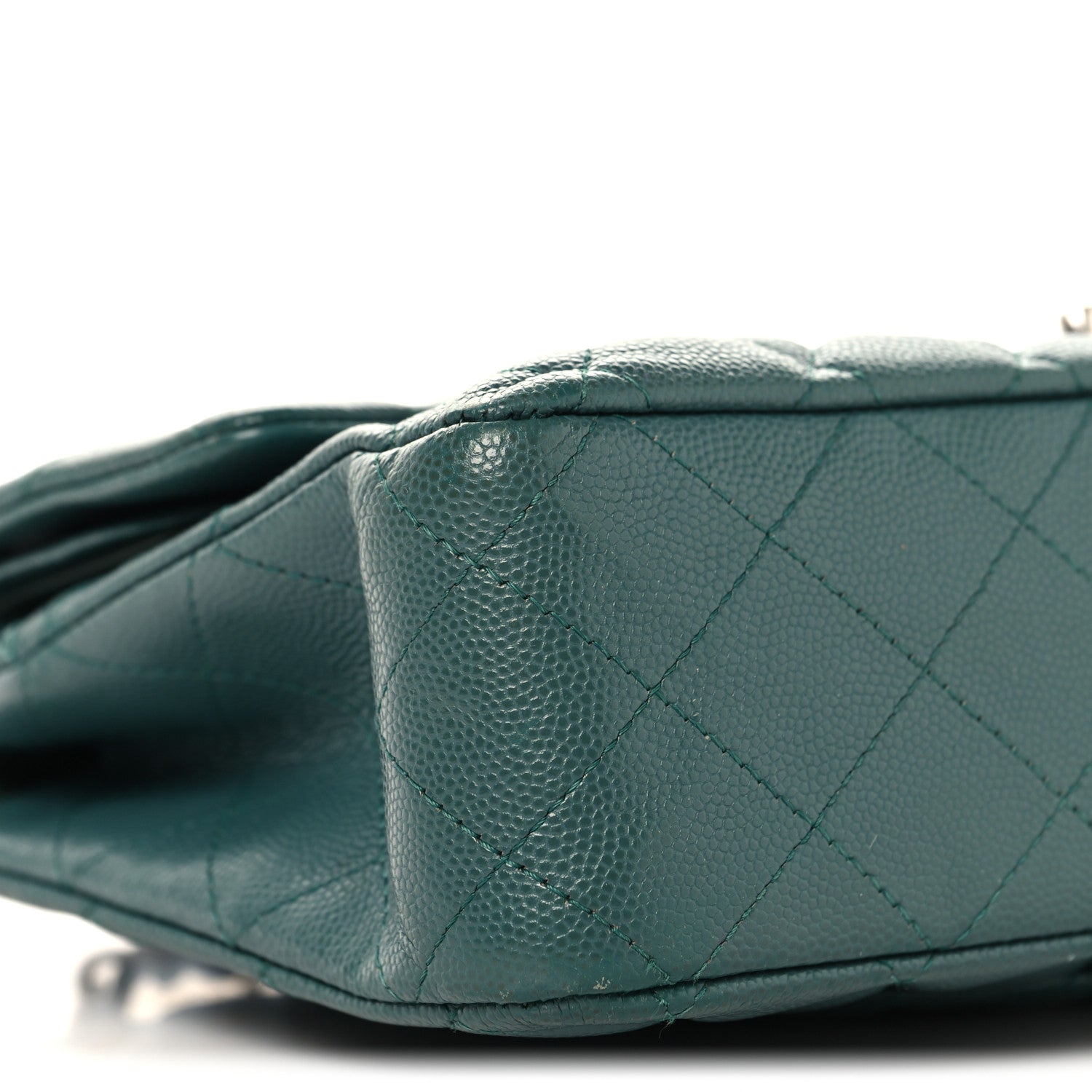Chanel Caviar Quilted Medium Double Flap Green 9 of 10