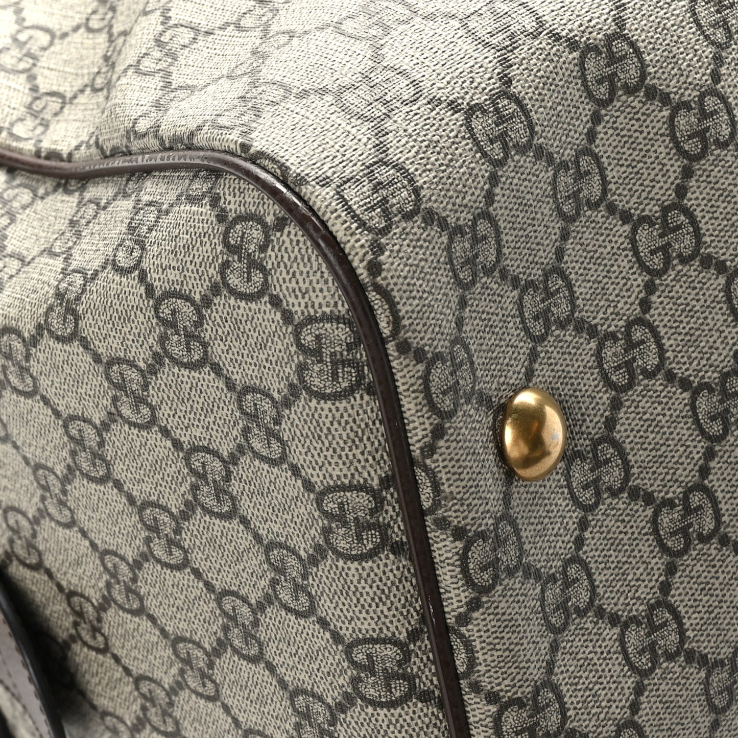 GG Supreme Monogram Textured Dollar Calfskin Web Medium Ophidia Carry-On Duffle Bag Beige Ebony New Acero