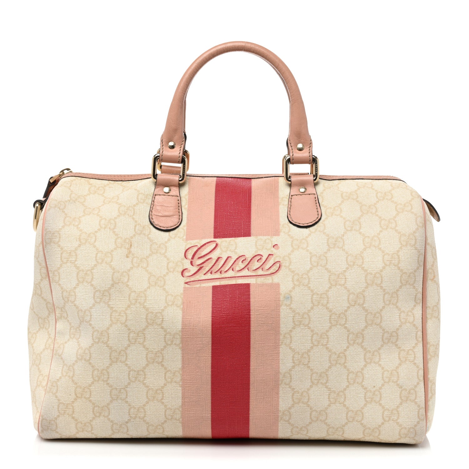 Gucci GG Plus Monogram Web Stripe Medium Joy Boston Pink 1 of 14