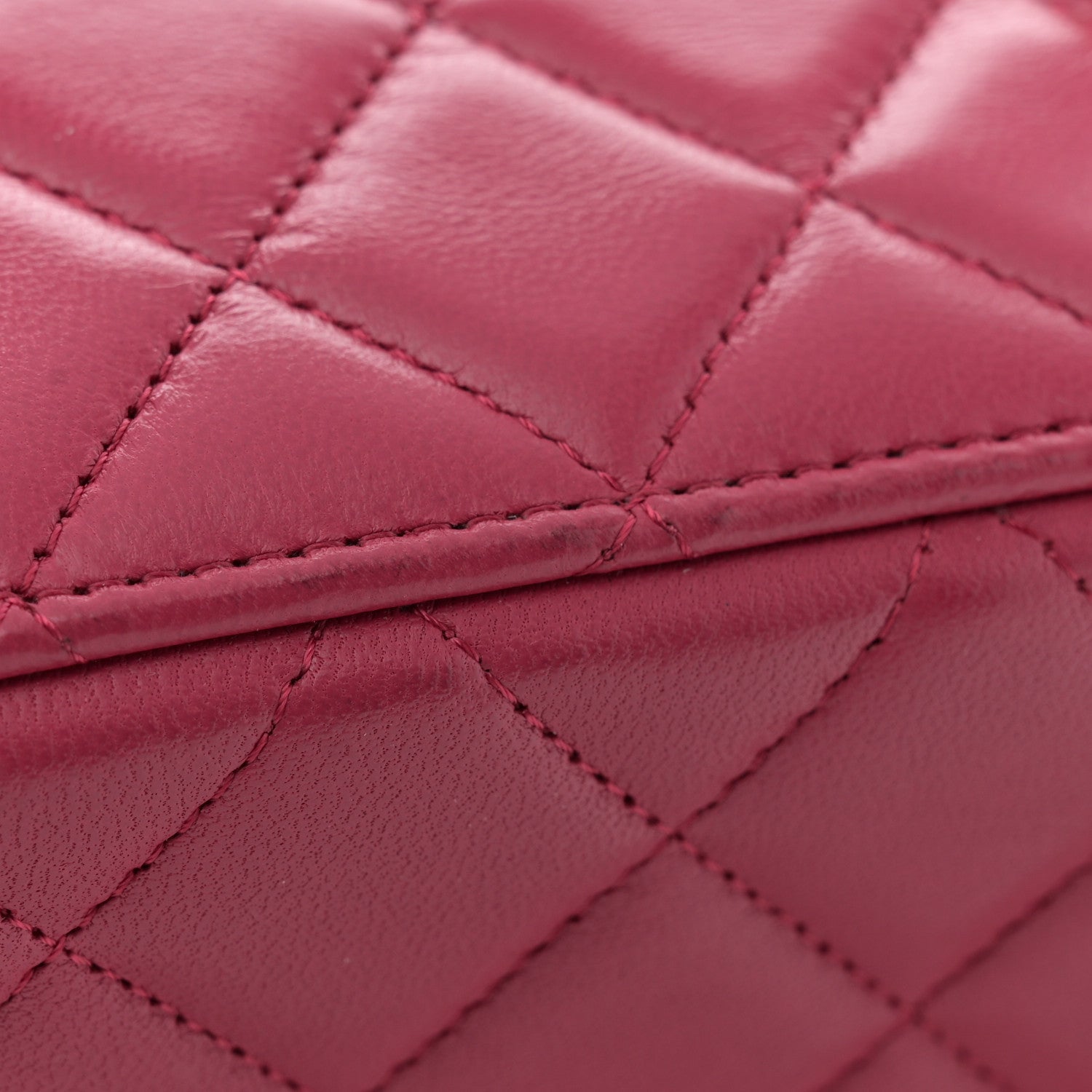 Chanel Lambskin Quilted Small Top Handle Vanity Case With Chain Dark Pink 11 of 12
