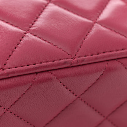 Chanel Lambskin Quilted Small Top Handle Vanity Case With Chain Dark Pink 11 of 12