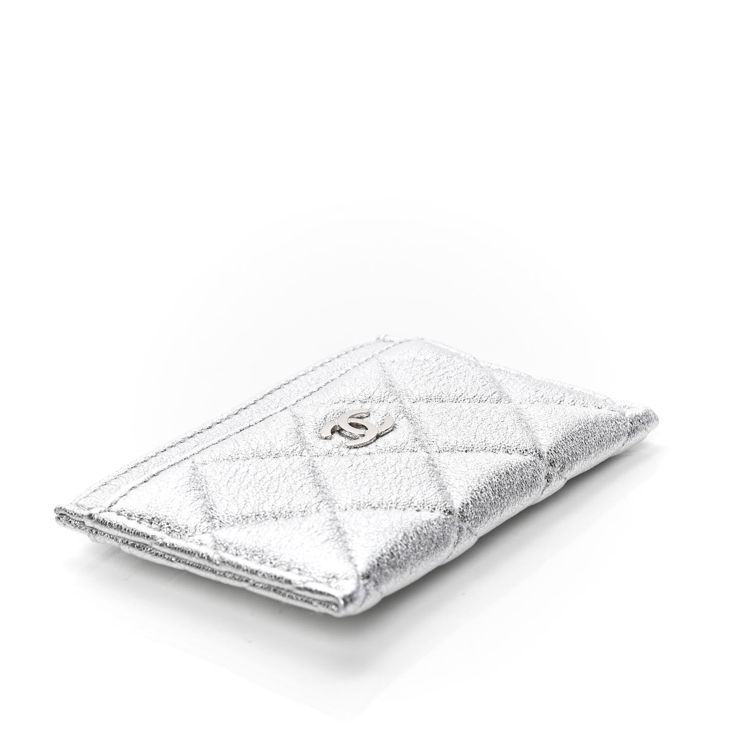 Chanel Metallic Lambskin Quilted Card Holder Silver 3 of 4