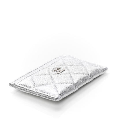 Chanel Metallic Lambskin Quilted Card Holder Silver 3 of 4