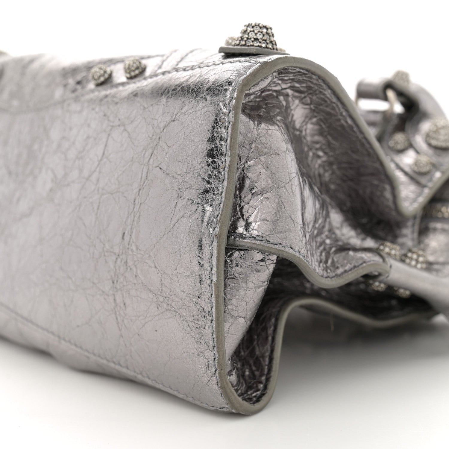 Balenciaga Agneau Arena Crystal Neo Cagole Handbag XS Silver 11 of 12