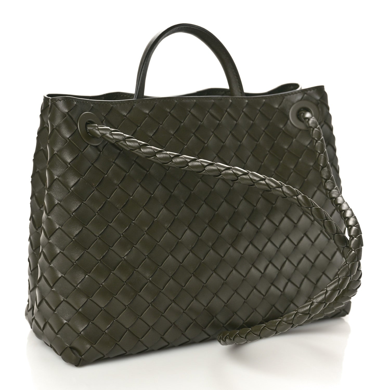 Bottega Veneta Nappa Intrecciato Medium Andiamo Shoulder Bag Dark Green 3 of 9