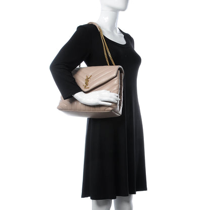 Saint Laurent Calfskin Y Quilted Monogram Medium Loulou Chain Satchel Dark Beige 2 of 7