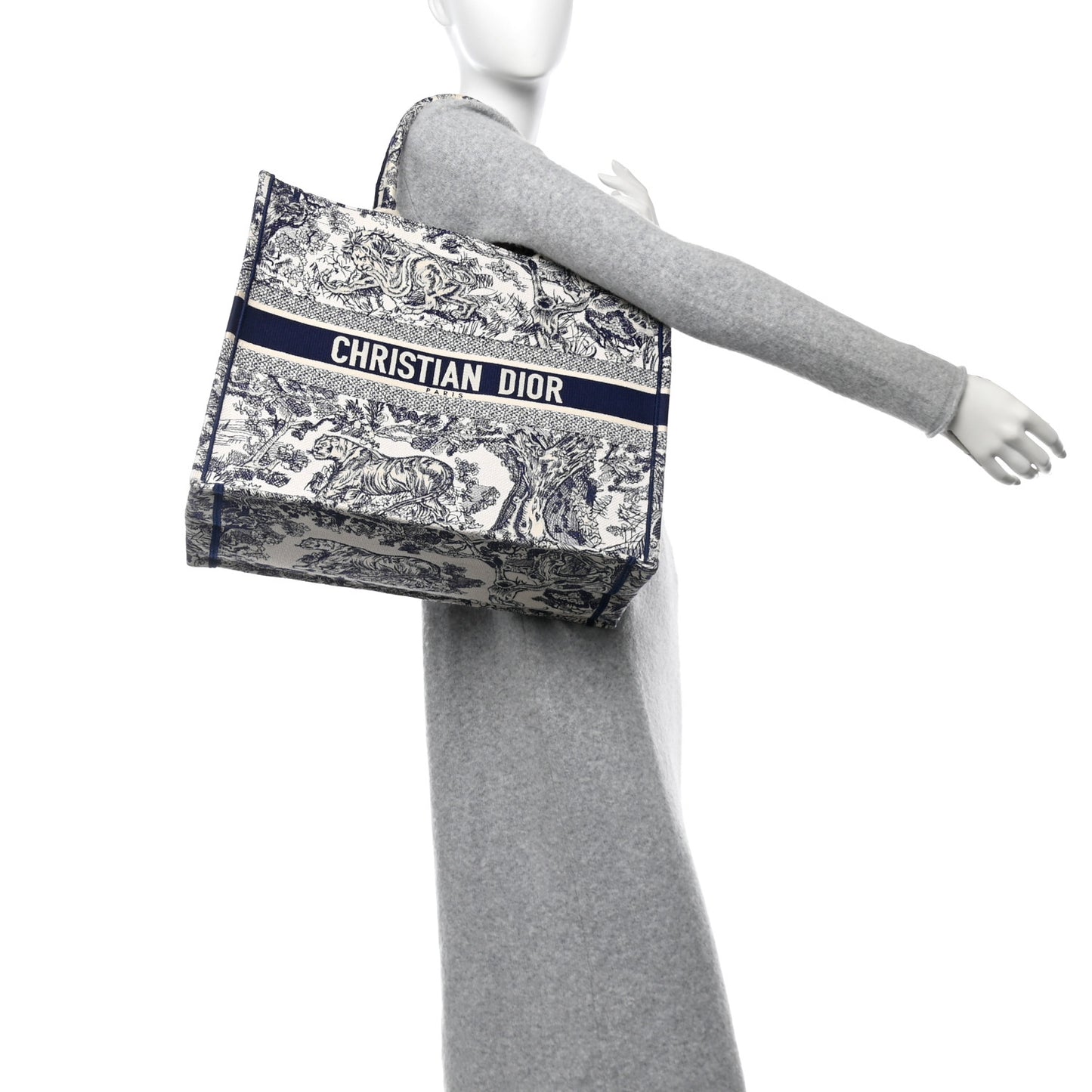Canvas Embroidered Large Dioriviera Toile De Jouy Book Tote Blue