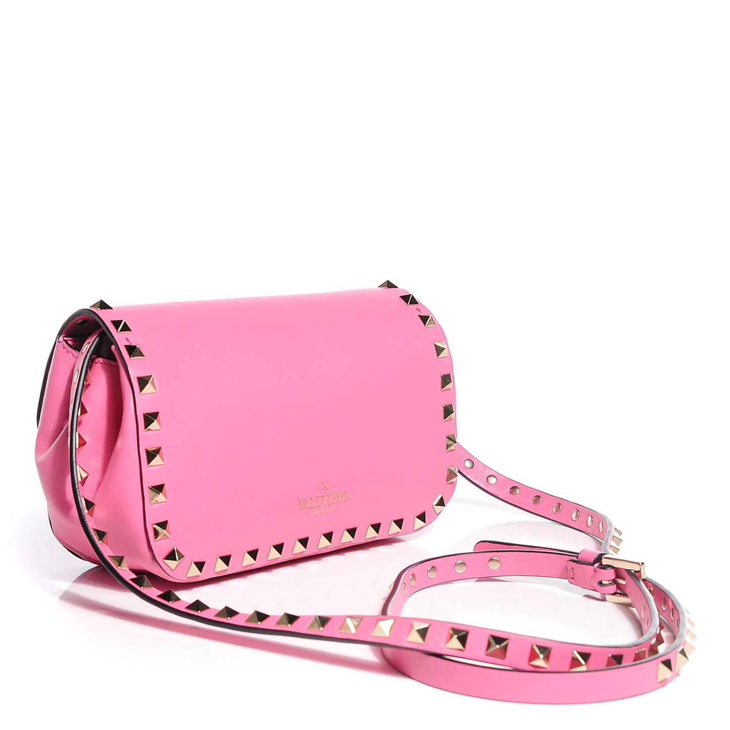 Vitello Mini Rockstud Flap Saddle Crossbody Bag Ninphea