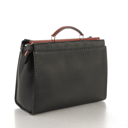 Fendi Cuoio Romano Selleria Vitello Zeus Large Mens Peekaboo Iconic Essential Satchel Black Rosso 3 of 8