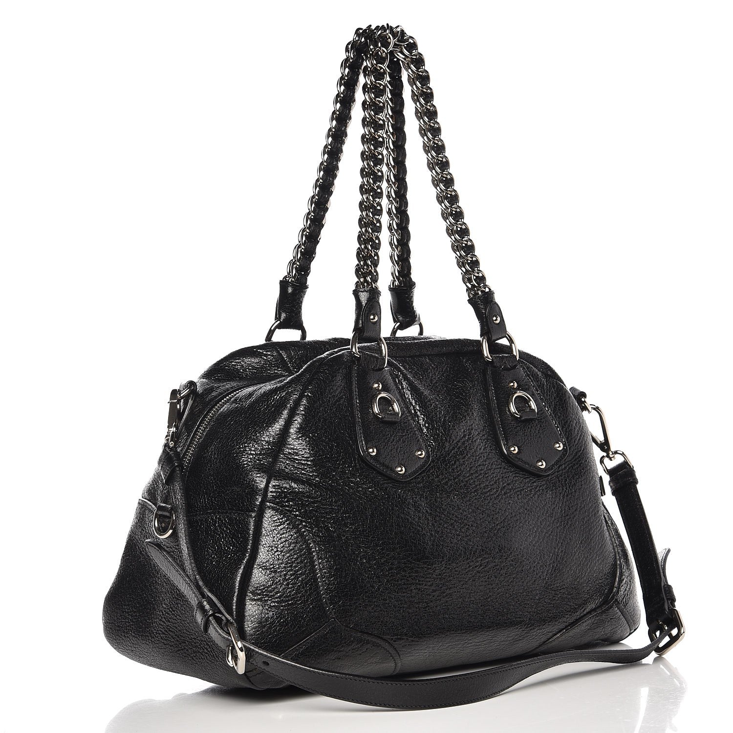 Prada Cervo Lux Chain Shoulder Bag Black 3 of 7