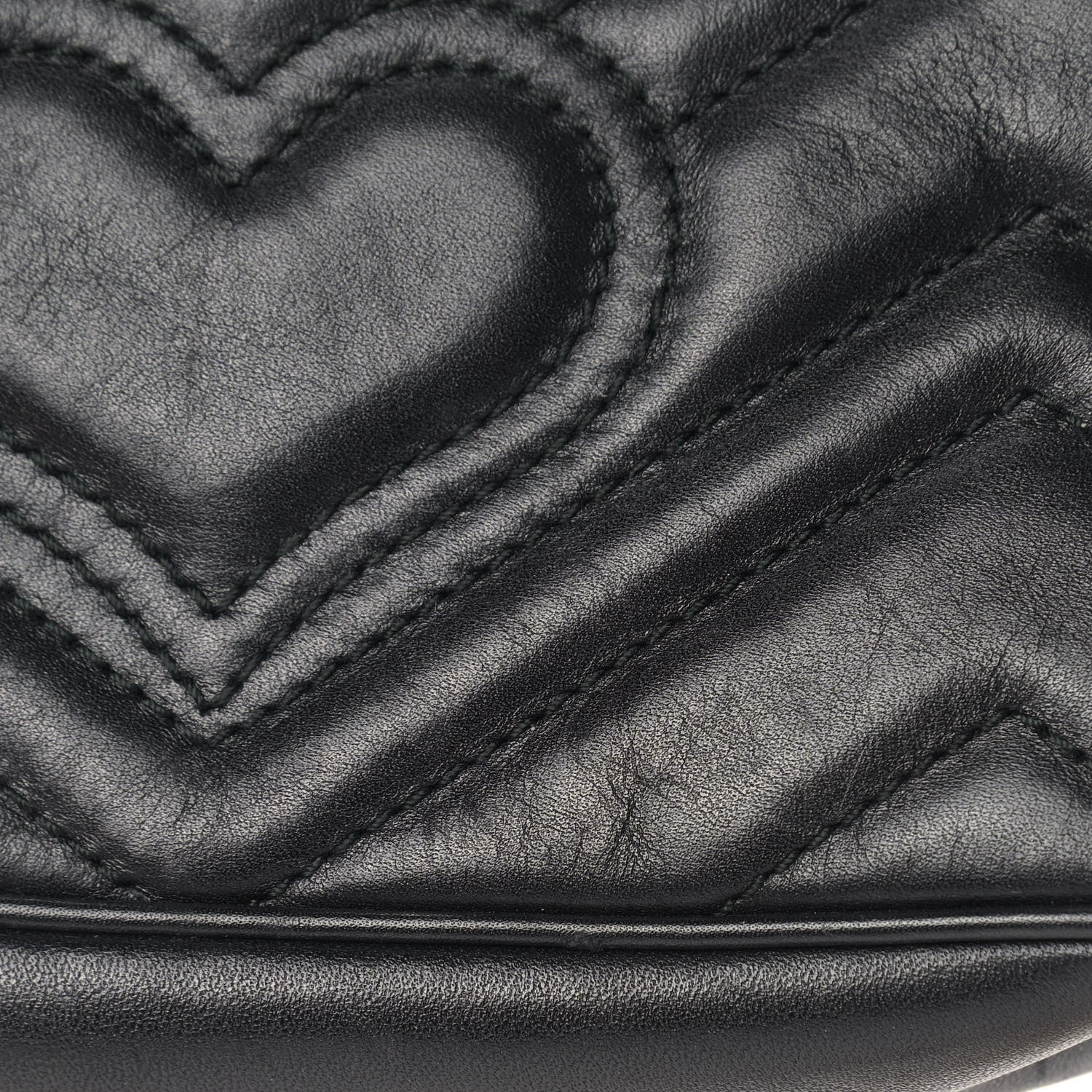 Gucci Calfskin Matelasse Super Mini GG Marmont Shoulder Bag Black 12 of 13