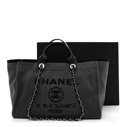 Chanel Canvas Sequin Medium Deauville Tote Charcoal 11 of 11