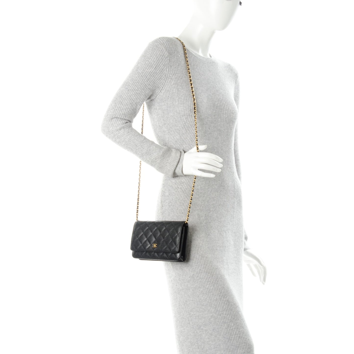 Caviar Quilted Wallet On Chain WOC Black