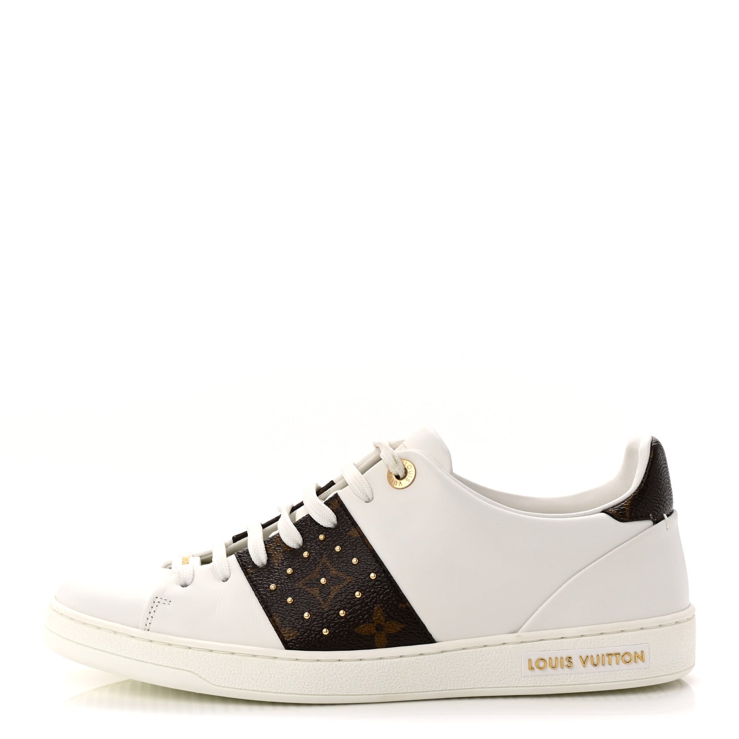 Calfskin Monogram Stud Front Row Sneaker 39 White
