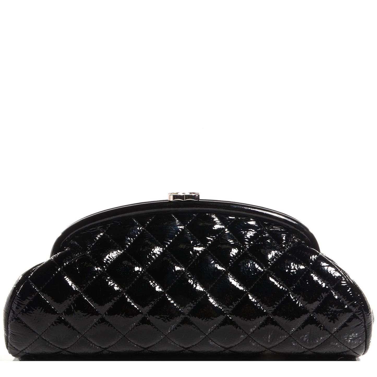 Distressed Patent Quilted Timeless Clutch Black