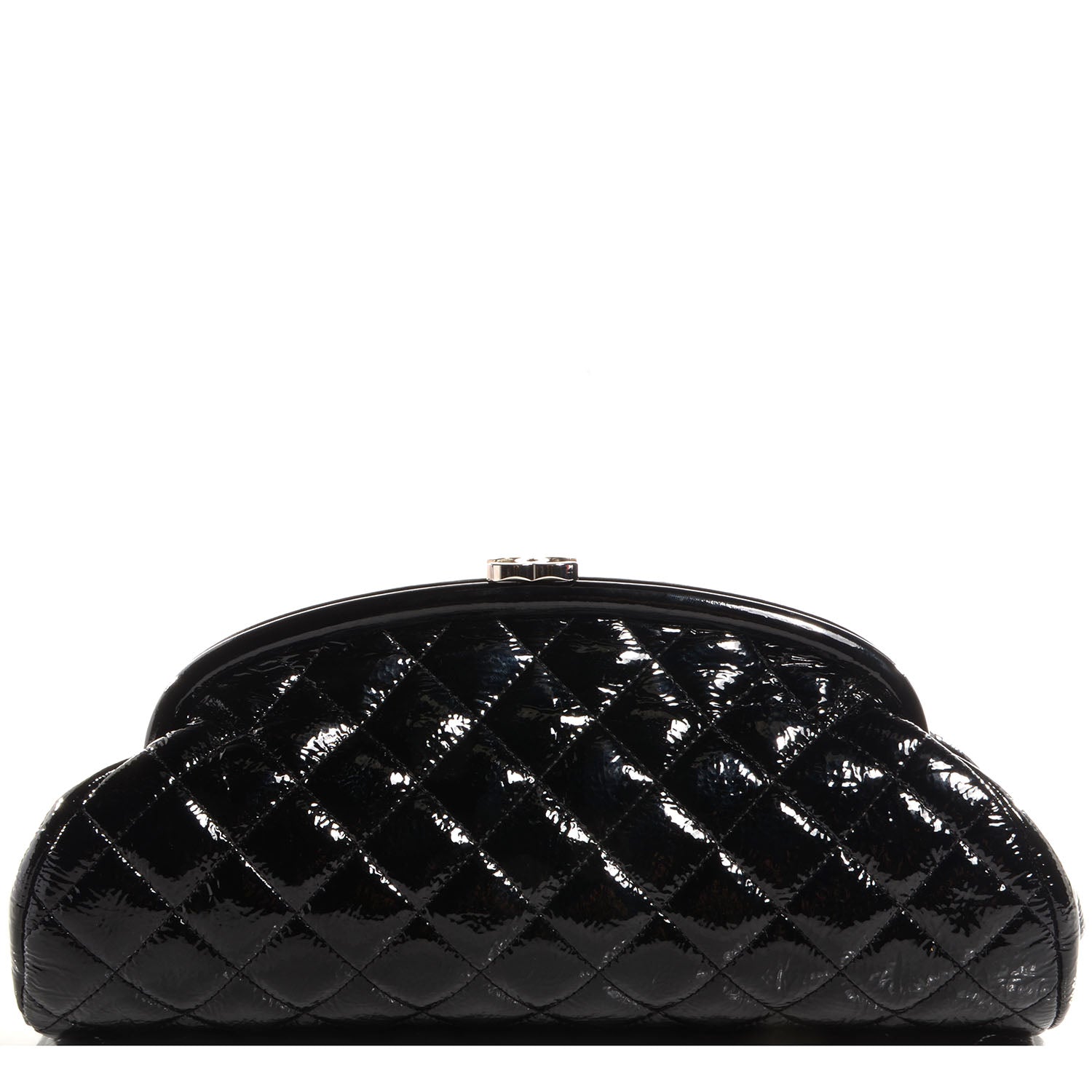 Chanel Distressed Patent Quilted Timeless Clutch Black 1 of 8