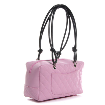Chanel Calfskin Quilted Large Cambon Bowler Pink Black 3 of 7