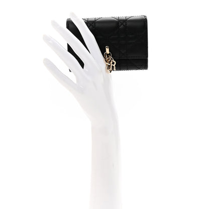Christian Dior Lambskin Cannage My Dior Glycine Wallet Black 2 of 8