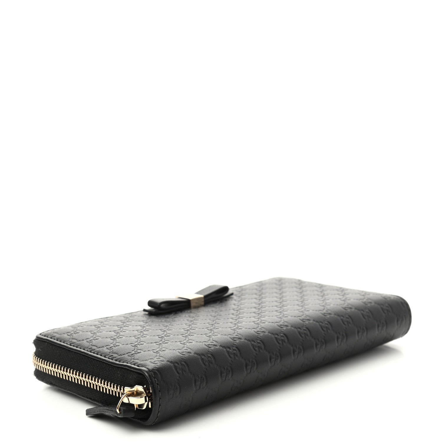 Gucci Microguccissima Bow Zip Around Wallet Black 4 of 7