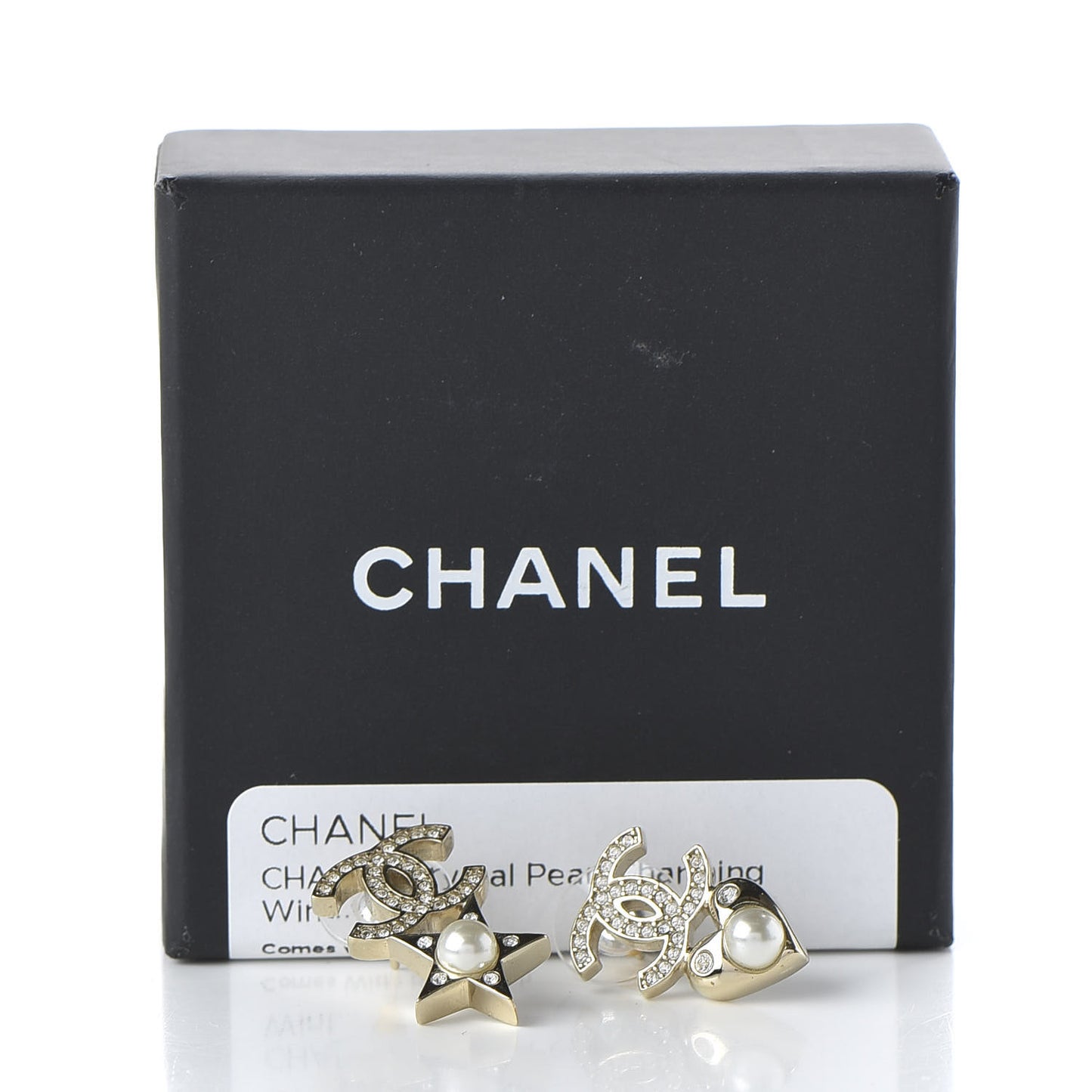 Crystal Pearl Charming Winter CC Star Heart Earrings Gold