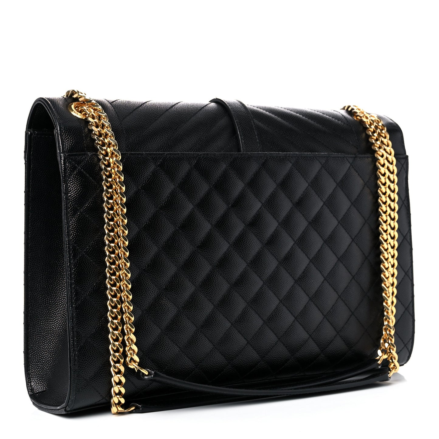 Grain De Poudre Textured Mixed Matelasse Large Triquilt Monogram Satchel Black