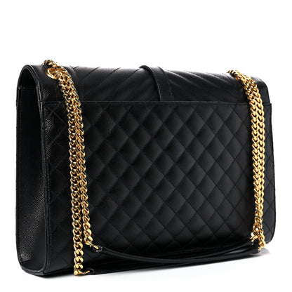Saint Laurent Grain De Poudre Textured Mixed Matelasse Large Triquilt Monogram Satchel Black 3 of 14