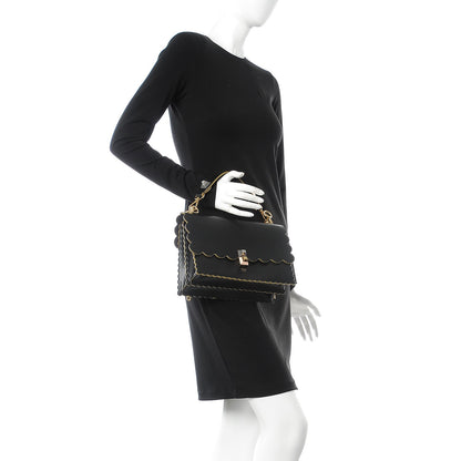 Fendi Vitello Liberty Scalloped Studded Kan I Shoulder Bag Black 2 of 10