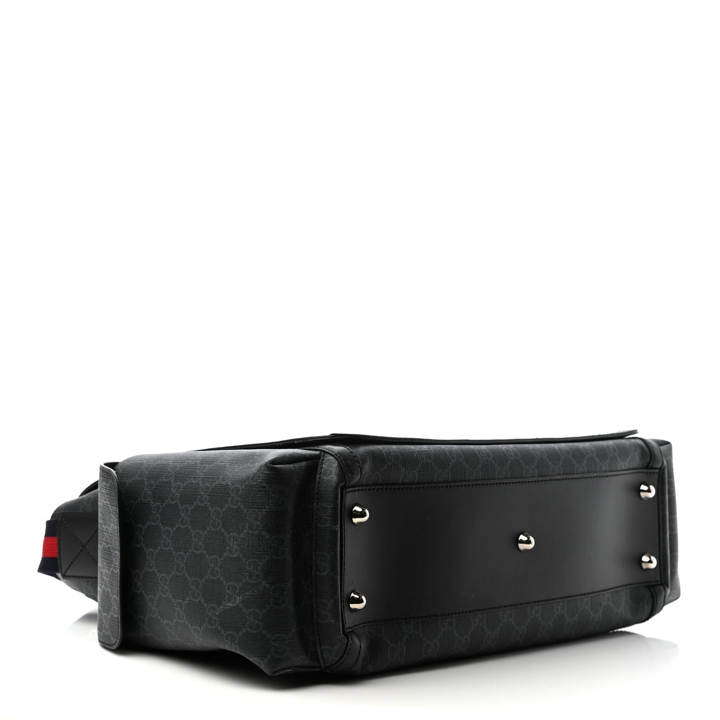 GG Supreme Monogram Web Messenger Diaper Bag Black Grey