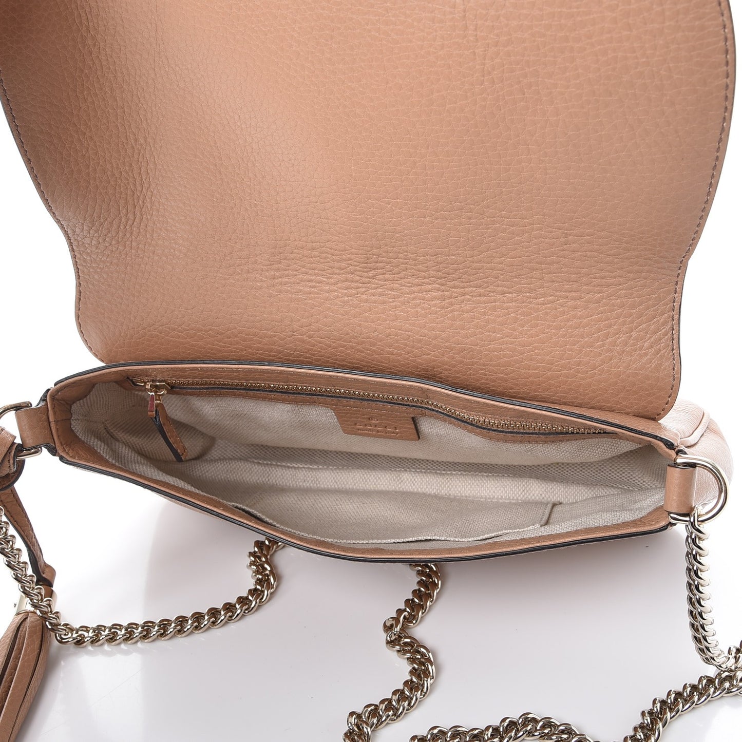 Pebbled Calfskin Medium Soho Flap Crossbody Camelia