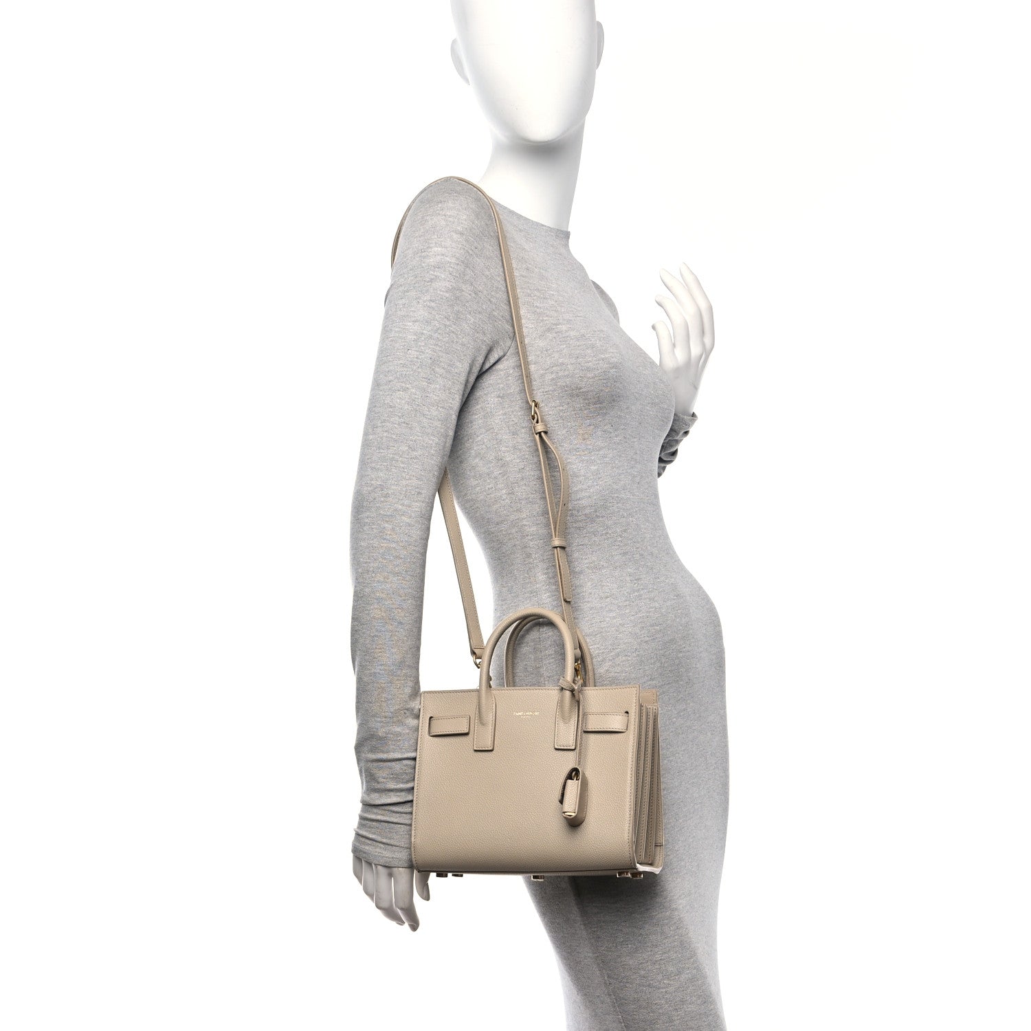 Saint Laurent Grained Calfskin Nano Sac De Jour Sea Salt 2 of 10