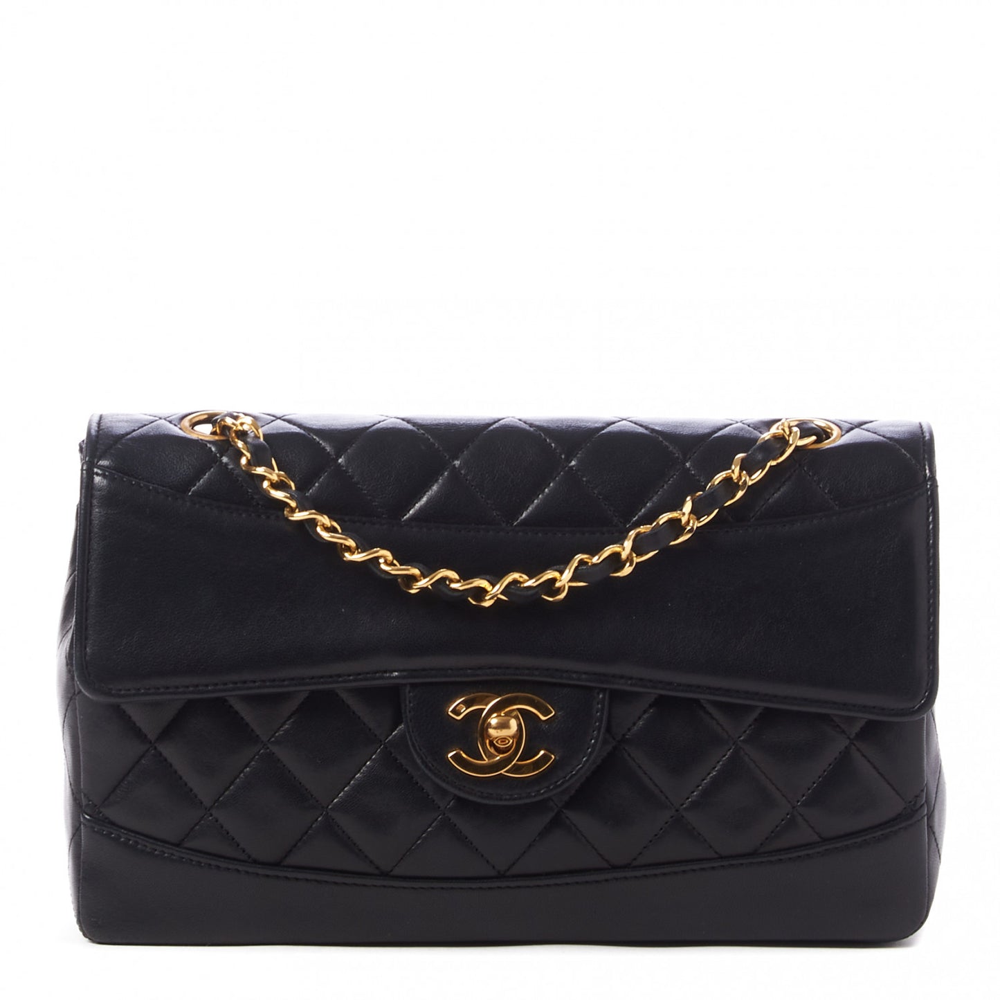Lambskin Quilted Medium Single Flap Black