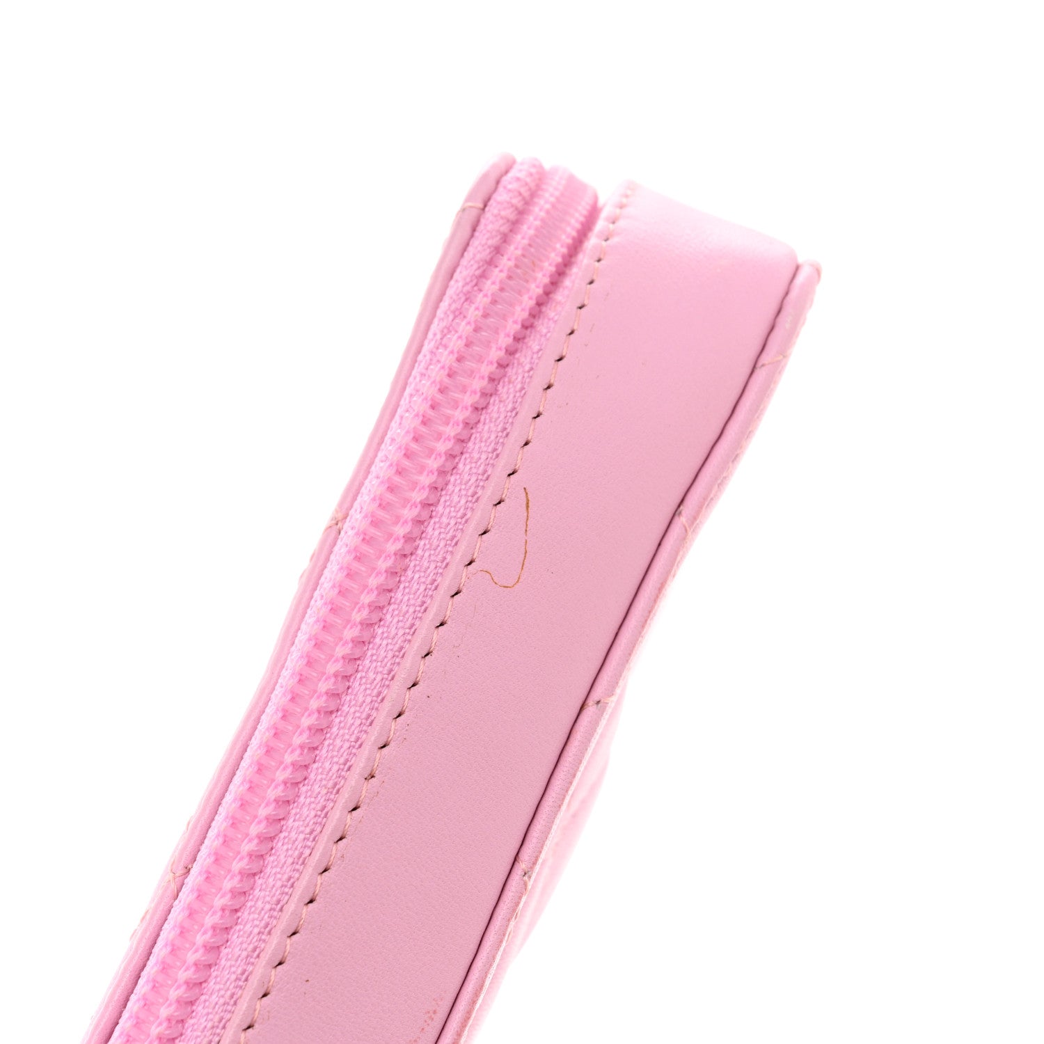 Chanel Calfskin Quilted Cambon Zip Around Makeup Pouch Pink Black 13 of 15