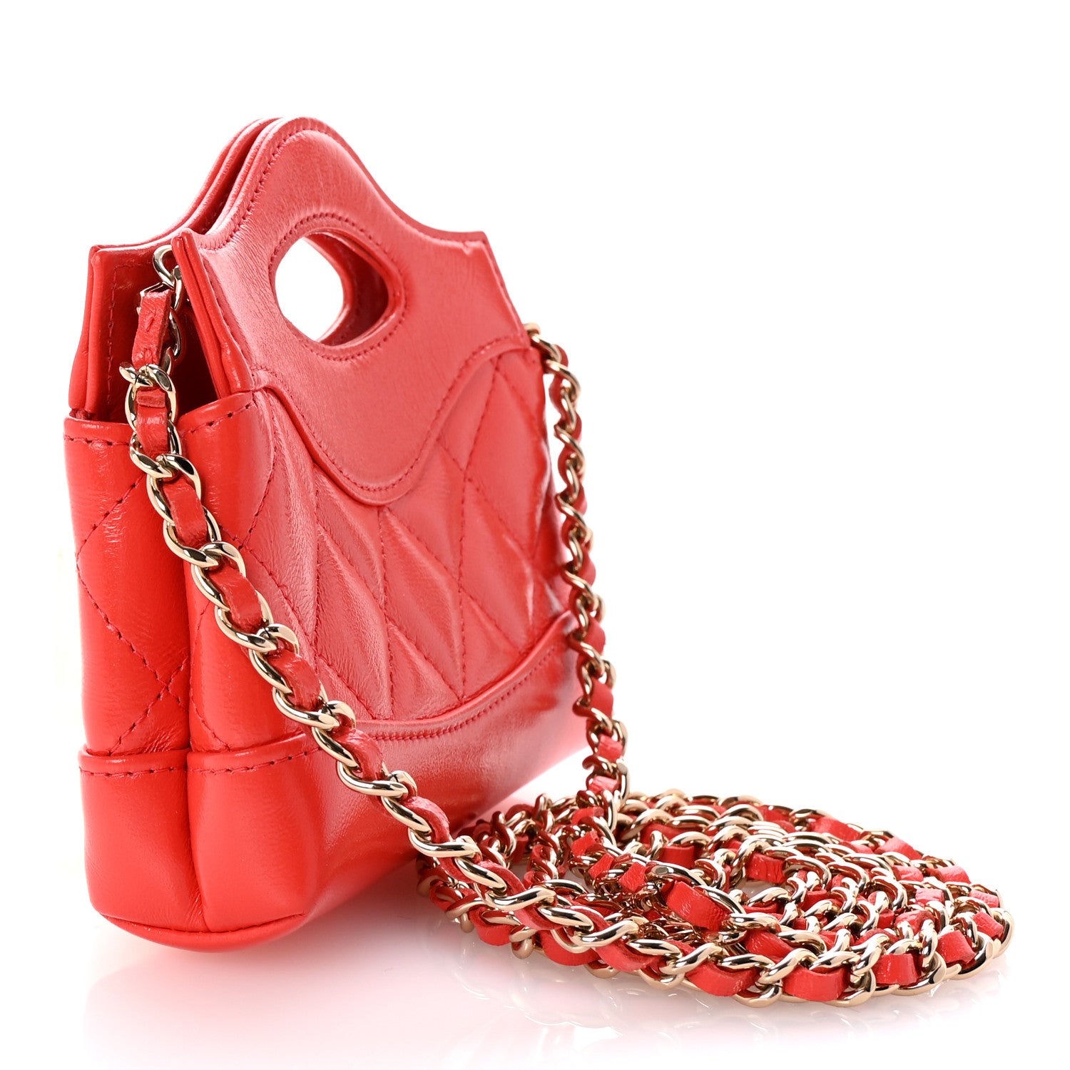 Chanel Shiny Lambskin Quilted Micro 31 Clutch With Chain Red 2 of 10