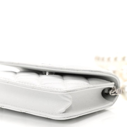 Chanel Calfskin Quilted Maxi Pearls Card Holder Flap With Chain White 11 of 11