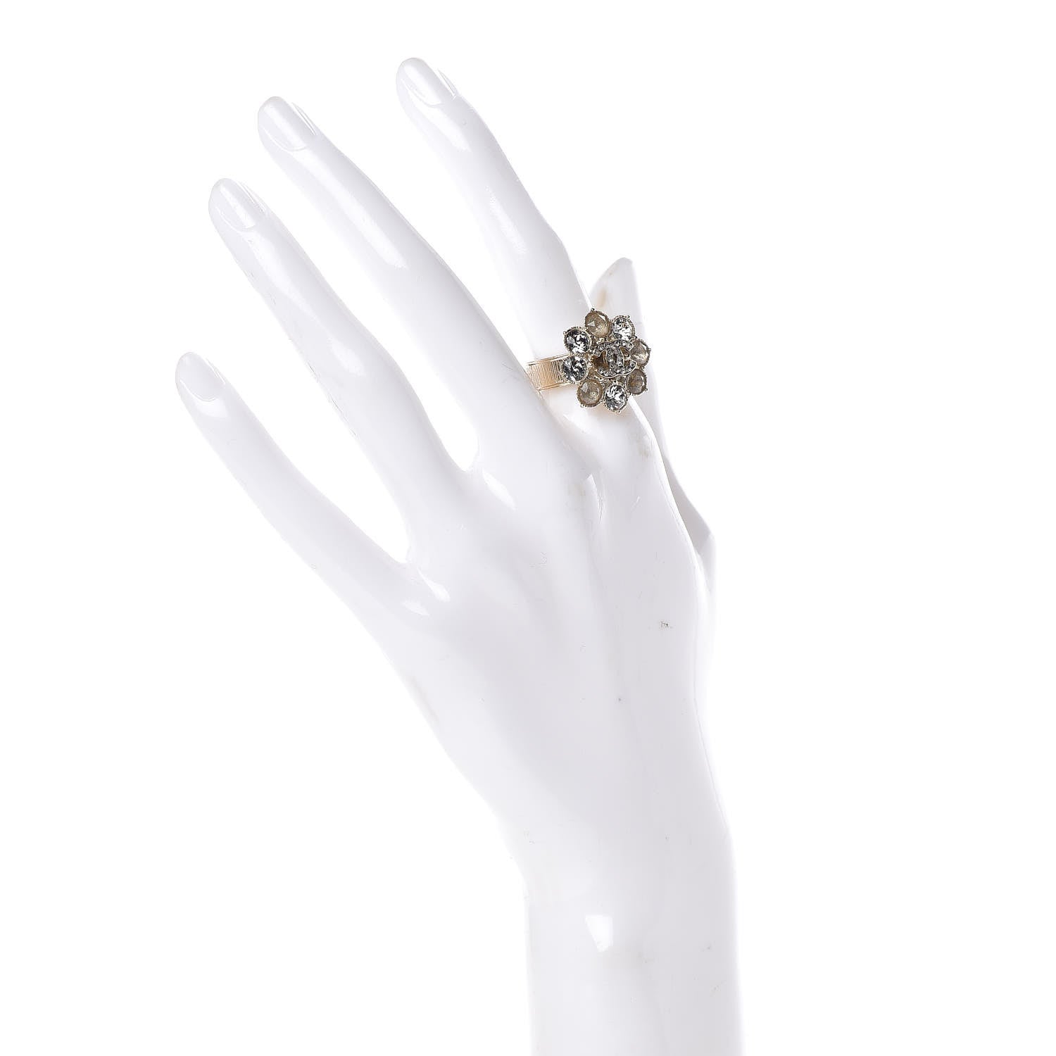 Chanel Crystal CC Ring 6.25 Gold 2 of 6