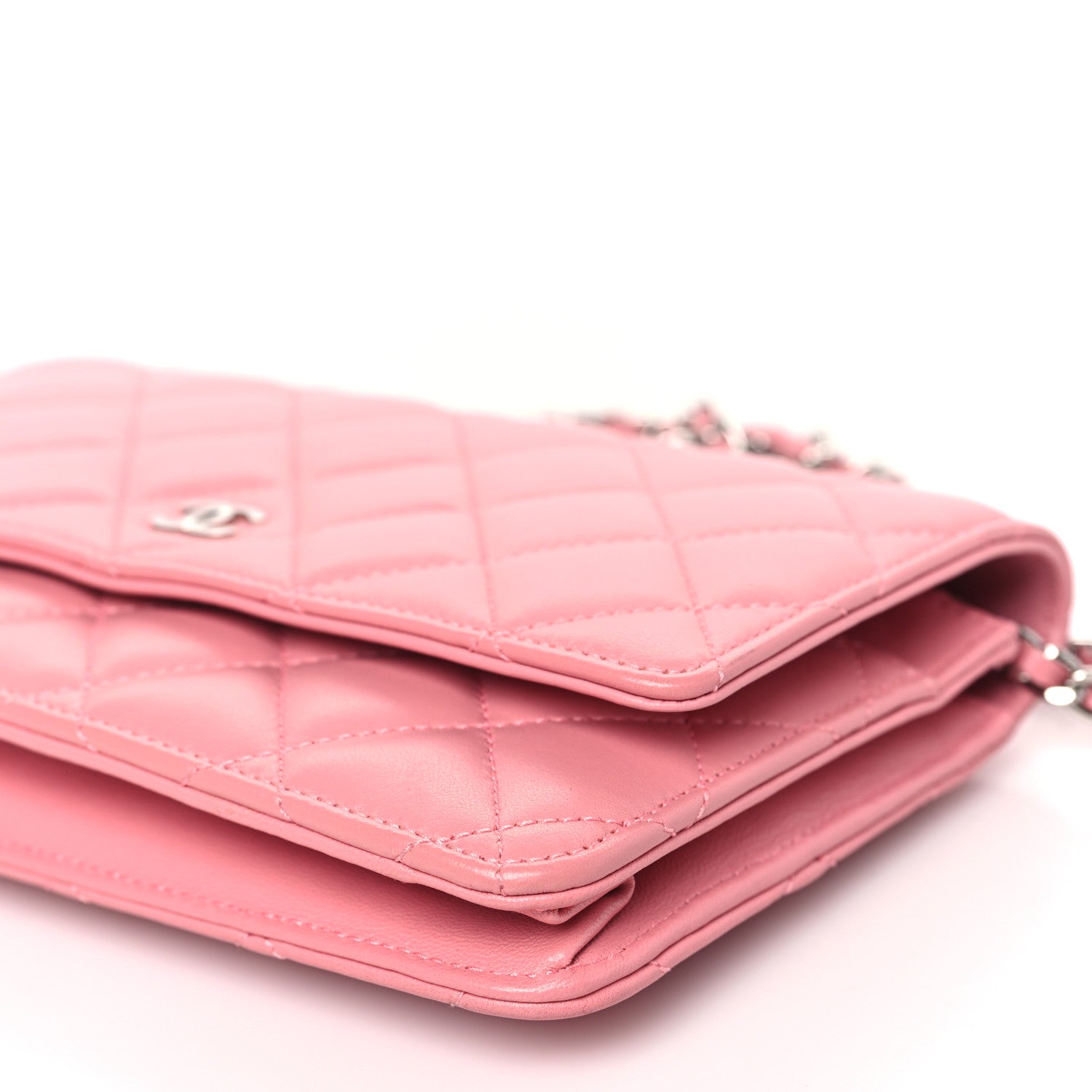 Chanel Lambskin Quilted Wallet On Chain WOC Pink 9 of 9